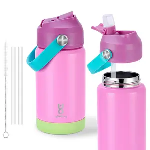 Yawbay Stainless Steel Tumblers & Flasks - 18oz Adult, 12oz Kids, Portable, 180° Leakproof Swivel Handle with Straw, Insulated Travel Mugs, 24H Ice Retention, 12H Hot Drink Keep, Large Capacity, Ideal for Daily Use, Gift for Students