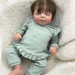 Adorable 19-Inch Reborn Baby Girl Doll Soft Silicone Newborn Cuddling Play Teens Gift with Outfit Bottle Pacifier Diaper Birth Certificate Sleeping Doll Soft Stuffed Doll