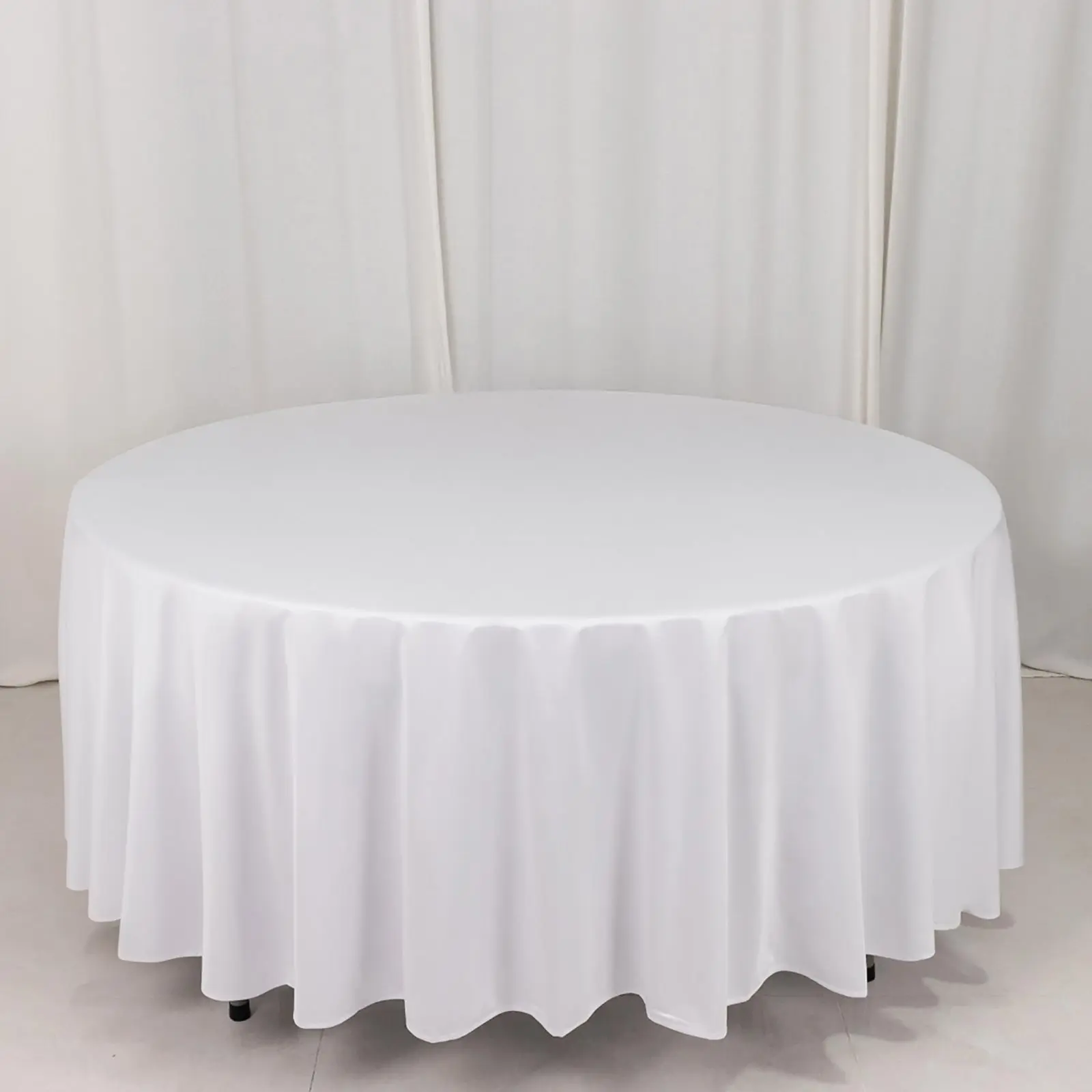 108" White Scuba Round Tablecloth - Wrinkle Free, Stain-Resistant, Machine Washable Sophisticated Tablecover for Outdoor Tables, Parties