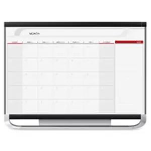 Quartet QRT Erase Mnthly Wall Calendar- with Marker-3 ft. x 2 ft.- Graphite Frame