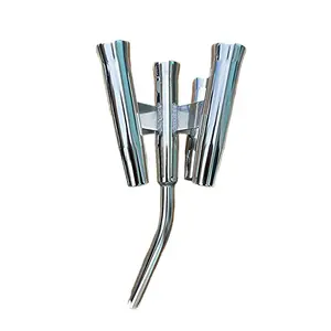 5-Way Fishing Rod Holder - 10" Flared Tulip - Bent Butt - Kite Rod Holder - Polished Aluminum