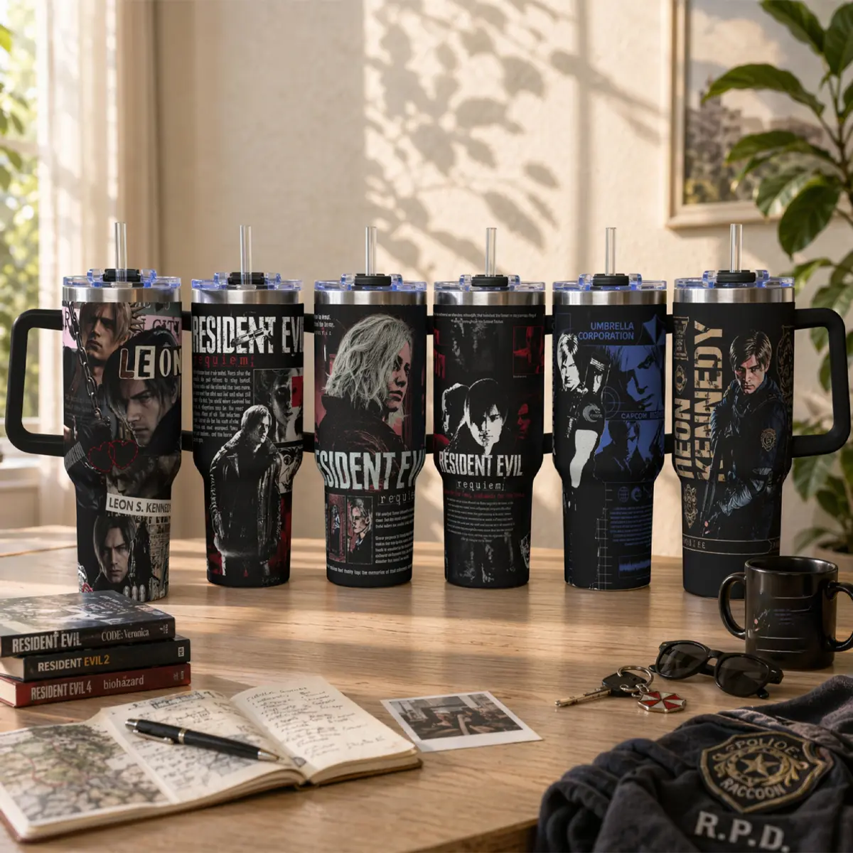 Leon S.Kenneddy 40 Oz Tumbler, Game Lover Must Have Resiident EviII 40 Oz Tumbler , The Perfect Tumbler For Fans, Best Gift For Holiday
