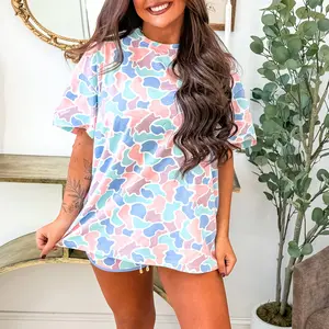 Camouflage Print Preppy Fashion Tunic Tee