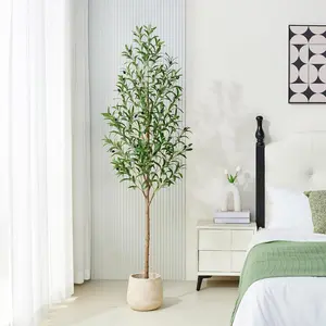 VeriNatural 6FT Artificial Olive Tree – Realistic Wood-Look Trunk, Tall Faux Olive Tree in Pot for Indoor Home, Living Room & Office Decor (VN245)