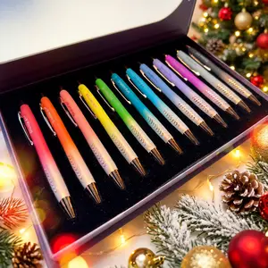 Ballpoint Pens, 12 Pack Colored Retractable Black Ink Ball Point Pens, Cute Pens 1.0mm Medium Point Waterproof Elegant Gift Set for Writing Journaling Note Taking School Office Home