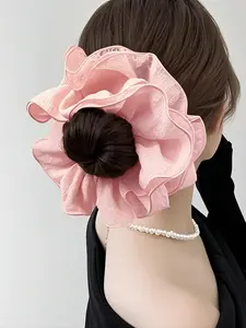 20cm 4-Layer Chiffon Messy Bun Hairband, Women's Loose Voluminous Hair Tie, Daily Wear Elastic Scrunchie, Casual All-Season Accessory