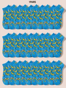 Men's Cartoon Banana Short Socks, Invisible Sports Socks, Breathable Soft Comfortable Fashion Socks, Couple Style, Daily Outdoor Wear