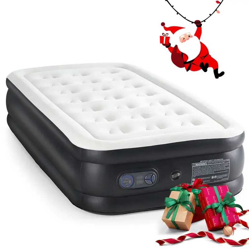 Air Mattress - 22" Inflatable Blow Up Mattress Airbed with Built-in High Capacity Pump, Adjustable, Non-Slip Bottom,Portable for Home or Camping