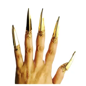 Golden claw rings, nail guards, nail covers, metal nail tips, metal finger tips, nail rings, nail tips, metal nail guards 10pcs.