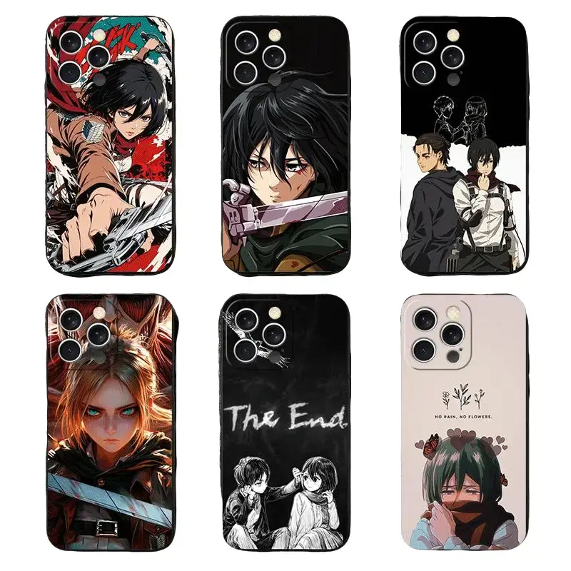 A-Attack On T-Titan Mikasa Silicone Phone Case for iPhone 17, 16, 15, 14, 13, 12, 11 Pro Air Plus ProMax and Samsung S26-S20 Ultra Plus FE shock-absorbing phone cases, fashionable gift.