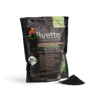 OLIVETTE HORTICULTURAL Organic Activated Charcoal - Ecological made from Recycling olive tree byproducts - Excellent to help grow your plants! 1 Quart Bag
