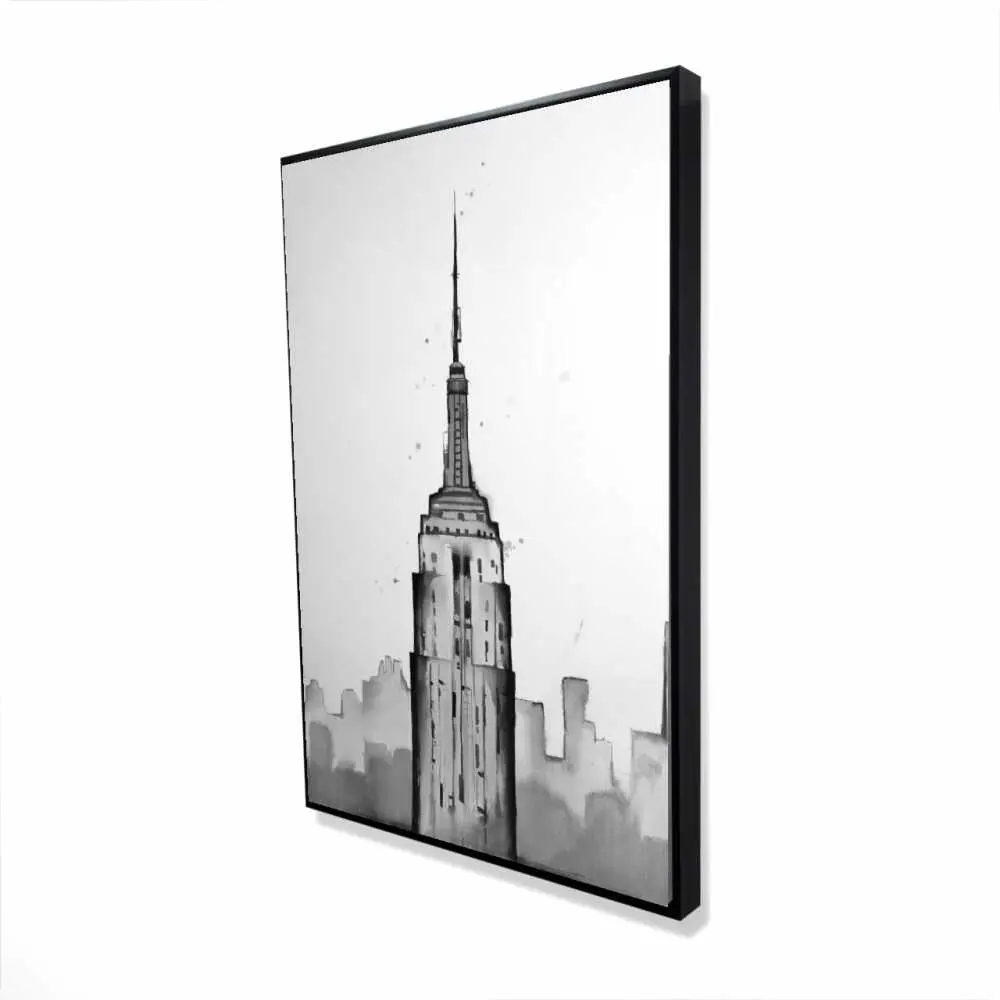 Begin Home Decor 2081-3624-CI360 24 x 36 in. Empire State Building Monochrome Cities Framed Canvas Art