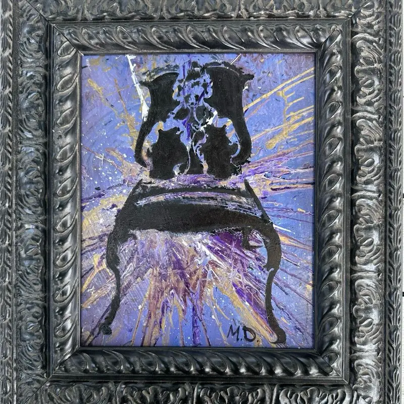 "Thrown of Chaos" Oil on Acrylic Spin Art Framed & Ready to Hang