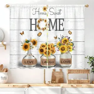 2 Panel Rusitc Farmhouse Cotton Kitchen Curtains Rod Pocket Country Retro Wood Vintage Small Short Cafe Curtain Inspirational Window Drapes  Bathroom Home Decor