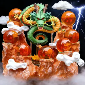 Summoning Divine Dragon Statue Mountain Frame Model with 7 3.6cm Crystal Balls for Party Home Decor Collectibles in Gift Box Shenlong Enhancement - Decorative