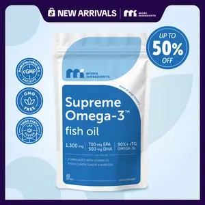 [LIVE Lab x New Arrivals Exclusive] Micro Ingredients Supreme Omega-3 Fish Oil w/Ultra High EPA & DHA, Burpless Softgels | rTG Omega-3 with Vitamin D3 | Wild-Caught Cold Deep-Sea Water | Lemon Flavor, Easy to Swallow