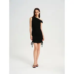 One Shoulder Rouched Mini Dress