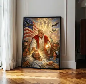 [No Frame] Trump Jesus Humor Poster, Leader Healing Scene, Trump Jesus Meme, Funny USA Patriotic