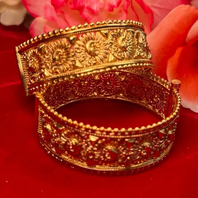 Gold Plated Kangan-Kada for Women (Traditional Indian Bracelet)
