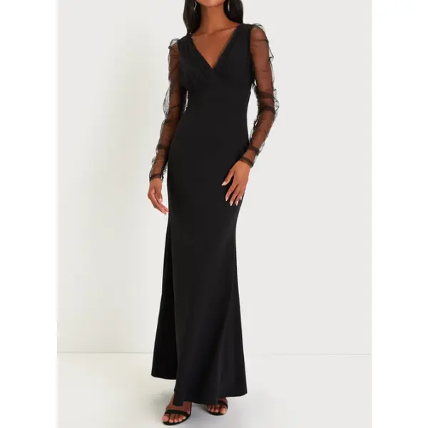 long black dress lulus Simple Mermaid Velvet Black Long Prom Dress, Black Long Formal Dress –  dresstby main image 1