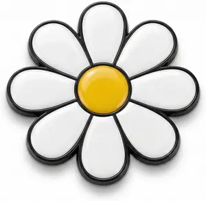 Daisy Metal Car Sticker, Cute Flower Decal, Zinc Alloy Daisy Emblem, Exterior Car Decoration for Women (White)