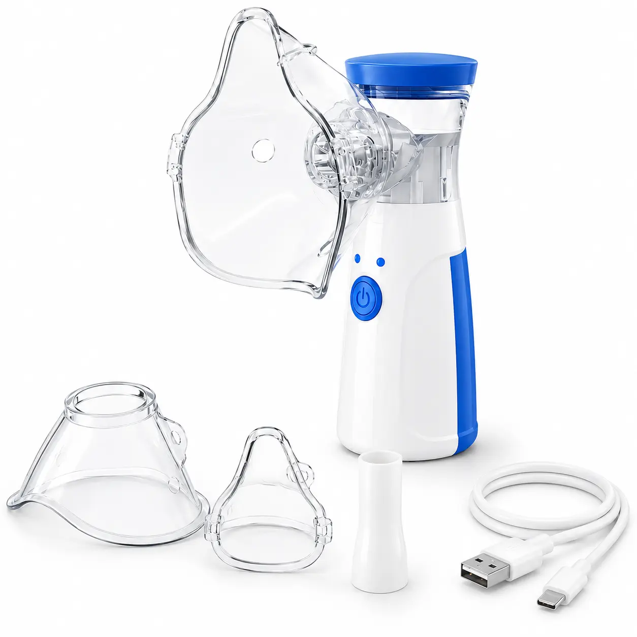 Portable Handheld Cool Mist Humidifier - Ultrasonic Fine Mist Mister with Adult-Child Masks, Quiet Mini Humidifier for Home & Travel Use