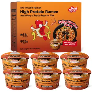 Healspot High Protein Ramen Bowls (6-Pack) 31g Plant-Based Protein - Low Carb & Low Fat - Available in Spicy Chicken or Sesame Sauce