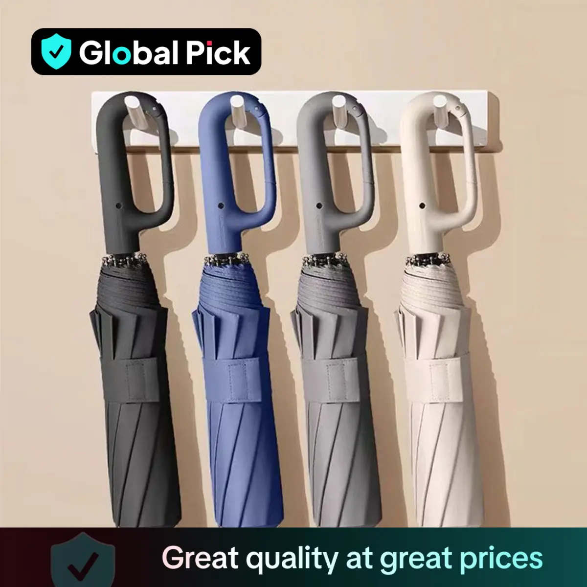 Automatic Folding Umbrella, 1 Count/60pcs Portable Rain Umbrella with Loop Buckle, Windproof & Waterproof Umbrella for Men & Women