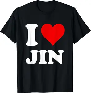 100% Cotton  Unisex Red Heart I Love Jin T-Shirt