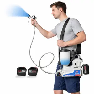 Cordless Airless Paint Sprayer, 2.5 L/Min High Pressure Battery Powered Sprayer with 2 Rechargeable Batteries, 2L Capacity, 3 Adjustable Speeds, 5m Hose for Wall Painting, DIY and Emulsion Paint