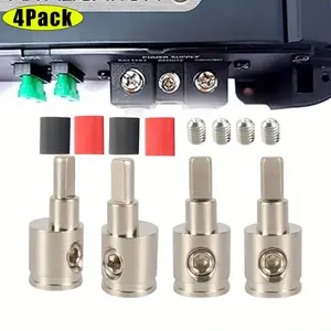 4Pcs/Set Heavy-Duty Car Stereo Audio Wire Reducer Cable Reducer,0 Gauge to 4 Gauge for Amp Input,Easy to Use,AWG Pin Power & Ground Connection Durable