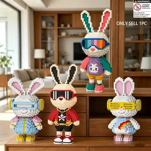 Large 2000pcs Rainbow Rabbit DIY Building Blocks Set, Assembly Puzzle, Creative Toy, Stress Relief, Perfect Gift for Valentine's Day, Birthday, Christmas