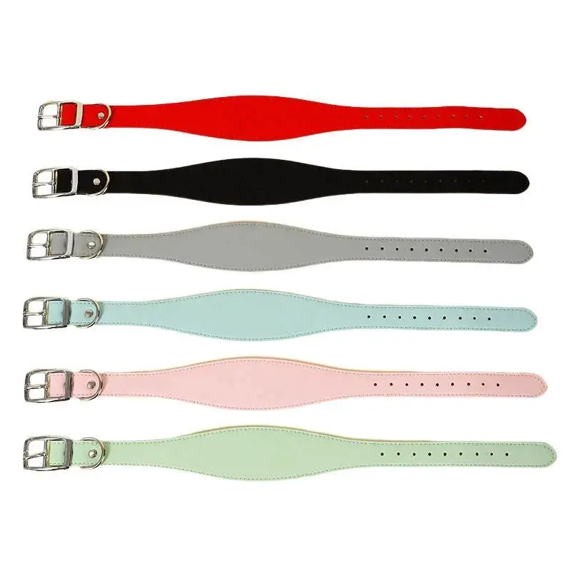 Wide Leather Dog Collar for Small Medium Large Dogs, Greyhound Deerhound Lurcher Whippet Dachshund Collar Pet Accessories