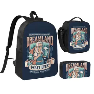 Stylish Disenchantment Season 5 Print 17Inch Backpack Set Disenchantment ending explained Graphic Pattern 3pcs Lightweight School Commuter Bag Bean and Luci Disenchantment Hiking Daypack with Insulated Lunch Pack for  Back to School Gifts
