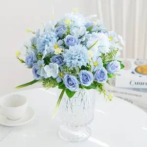 3pc simulated chrysanthemum, mini roses, minimalist style, UV-resistant authentic touch, suitable for indoor homes, outdoor gardens, wedding season, Halloween, graduation season, Thanksgiving, various party events, Artificial Flower Decoration