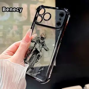 Dirt - bike Thrill Motocross Elixir Rider's Reverie Pattern Phone Case for iPhone 17 Pro Max 16 15 Plus Air 14 13 12 11 E Electroplated Four-Corner Anti-Fall Protection Cellphone Cover