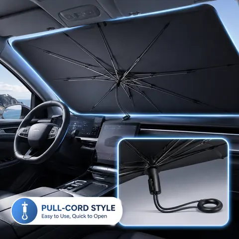 Portable Car Windshield Sunshade, Foldable Windshield Sun Umbrella, Car Exterior Accessories, Car Windshield Cooling Umbrella for Daily