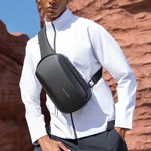 1pc hard shell crossbody bag, men chest bag with grain texture design, multifunctional storage for outdoor use, casual single shoulder travel bag