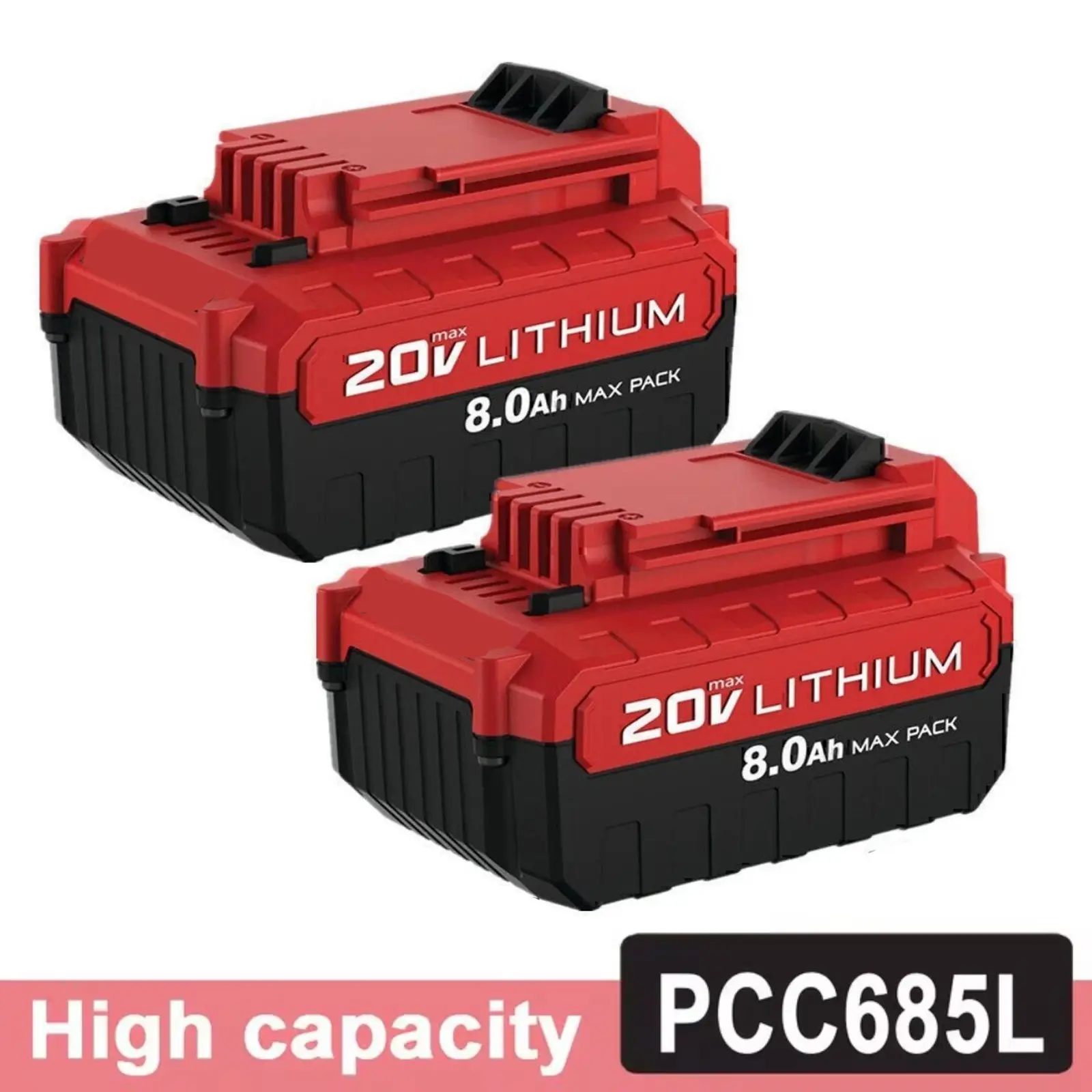 2/1Pack 8.0Ah 20V Lithium-Ion Battery Replace for Porter Cable 20 Volt PCC685L PCC680L Power Tool