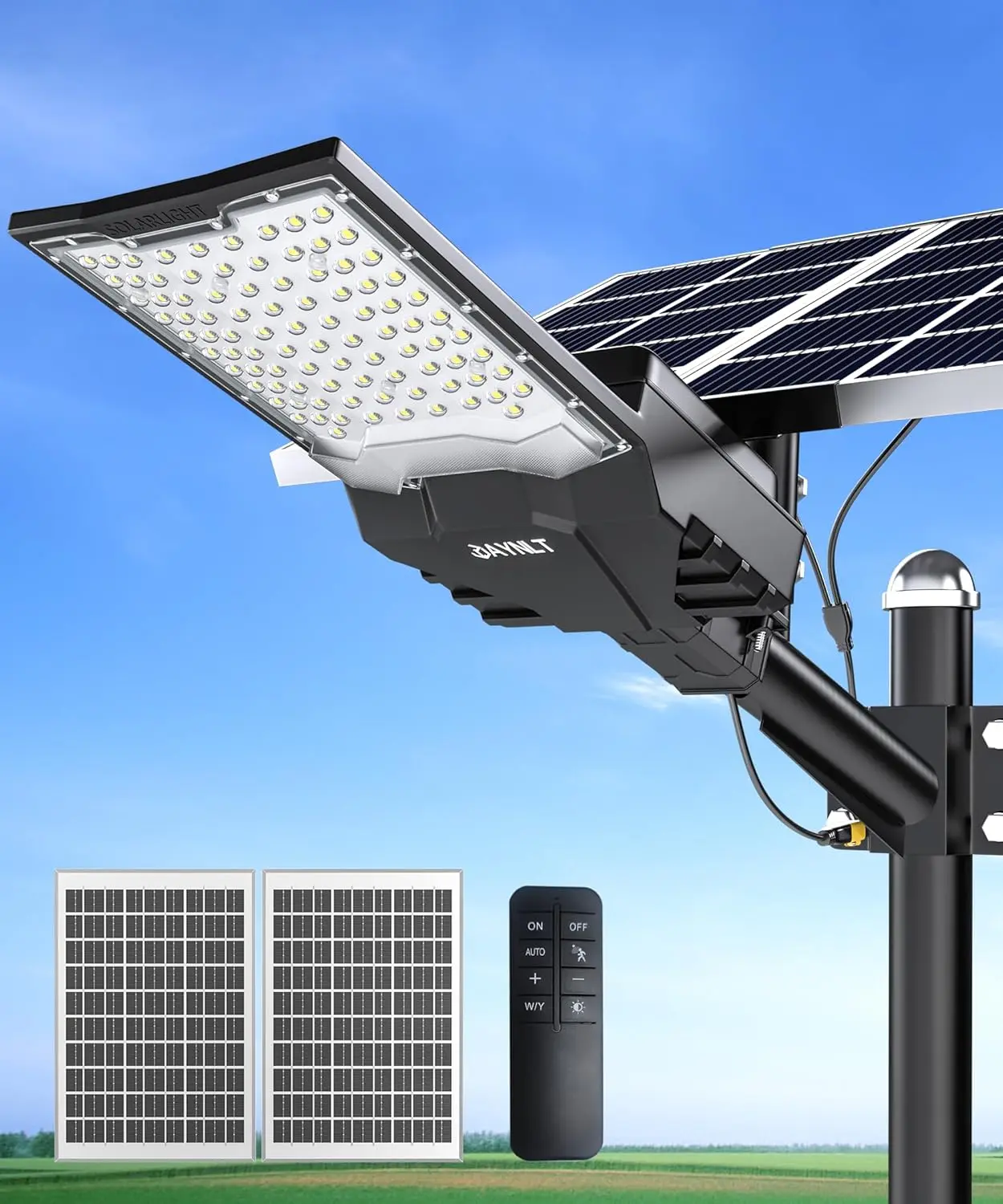 X-10000W Solar Street Lights Outdoor,6500K Ultra-Large Parking Lot Lights Commercial Dusk to Dawn,IP67 Industrial Grade Waterproof Solar Power Flood Security Lamps for Driveways,Yard