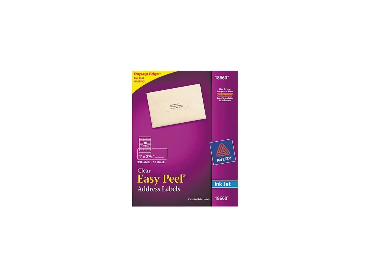 Avery Clear Easy Peel Mailing Labels Inkjet 1 x 2 5/8 300/Pack 18660 Avery Clear Easy Peel Mailing Labels Inkjet 1 x 2 5/8 300/Pack 18660