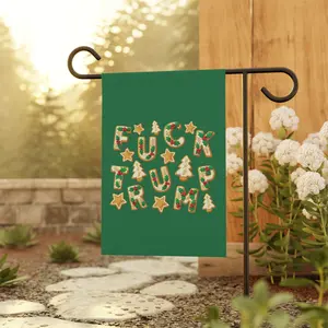 Subtle F*ck Trump Christmas Cookie Garden Flag, Outside Winter Decor, Holiday Outdoor Banner, Festive Home Decoration, Anti Trump Yard Sign