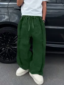 Unisex Casual Streetwear Sweatpants, Unique Star Print, Heavyweight Washed Cotton Fabric, Fitted Street Style Joggers for All Seasons, Athleisure Style Bottoms, Casual Sport Trousers