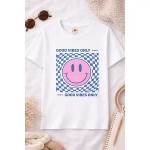 Good Vibes Only Shirt, Retro Smiley Face Tee, Trendy Graphic T-Shirt, Cute Positive Vibes Tee, Unisex Casual Top