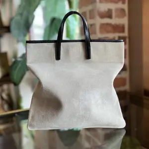 Pre-owned Loewe canvas Tote Bags Anagram Gray Suede Tote