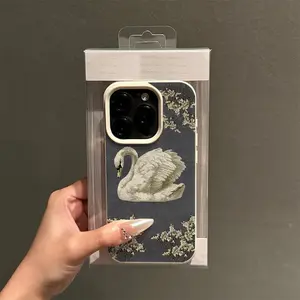 Elegant swan pattern suitable for TPU pattern phone case, business anti fall protective case with high aesthetic value suitable for iPhone 17/16/15/14/13/12/11/Pro/ProMax/Plus/Air/X/XS/XSMAX series, birthday gift, holiday gift, couple phone case