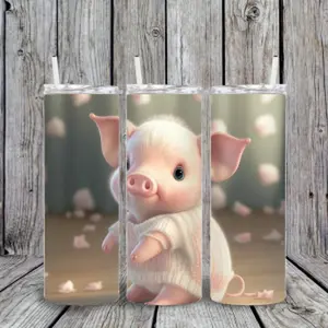 20oz Cute Pig Tumbler with Lid and Straw for Portable Drinks - High-Quality Construction for Hot and Cold Beverages