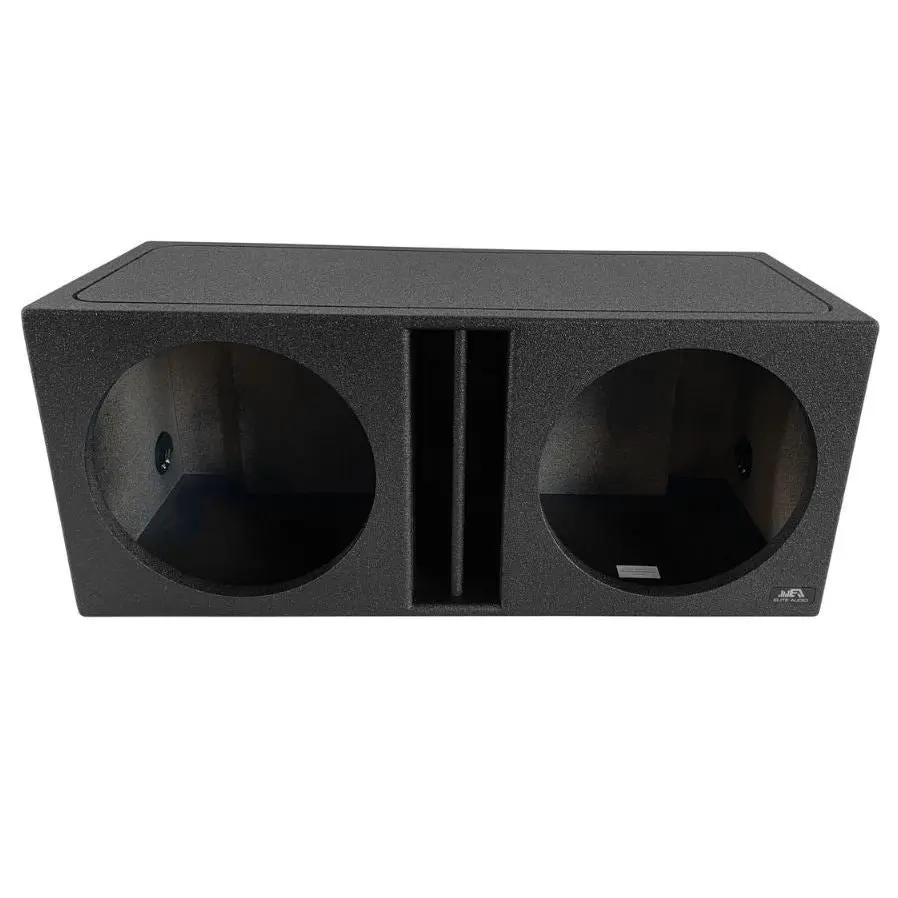Elite Audio EBOX-BLVD15CP Center-Split Vented Dual 15” Subwoofer Enclosure - Polyurethane Bed Liner Finish, 3/4” MDF with 1” Front Baffle, Pro-Tuned Ports, High-Current Terminals for Deep Bass & Premium Sound Quality