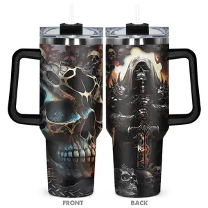 1pc, Gifts for Skull Lover 40oz Stainless Steel Tumbler, Stainless Steel Drinkware, Skull Funny Print, Insulated and Durable, Vacuum Insulated Cup, Gift for Any Occasion: Family, Friends, or Coworkers