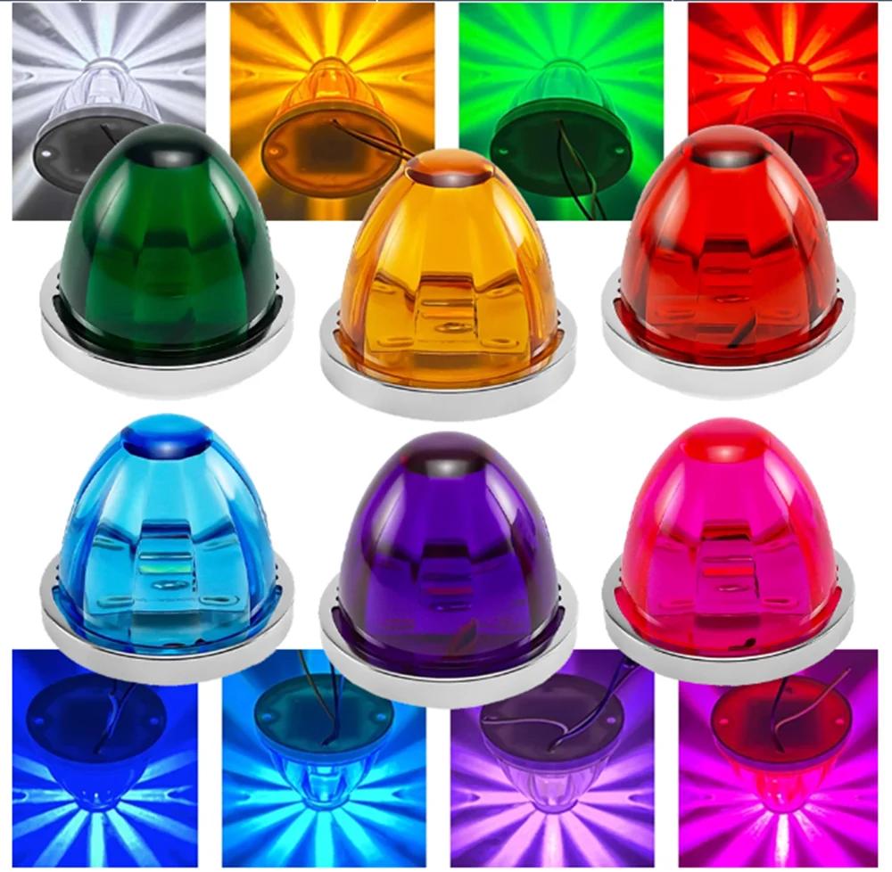 2PCS LED Truck  Side Marker Lights 12V/24V Waterproof Amber Glass Clearance Lights for Trailer, Lorry, Pickup – Turn Signal Indicator Watermelon Design Car Chassis Lamp   Truck accessories